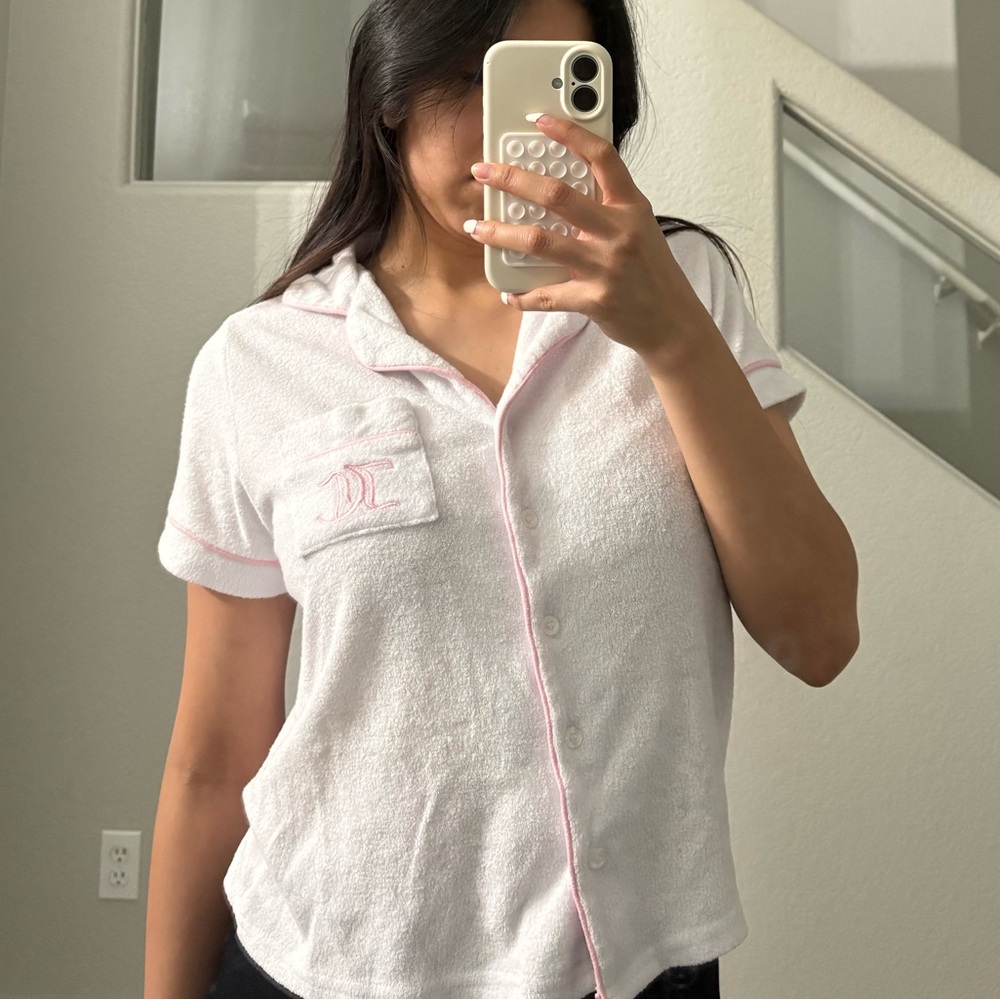 Juicy Couture White and Pink Pajama Top